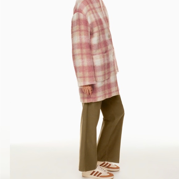 Wilfred Free Aritzia Elm Long wool jacket in pink plaid - Picture 4 of 11